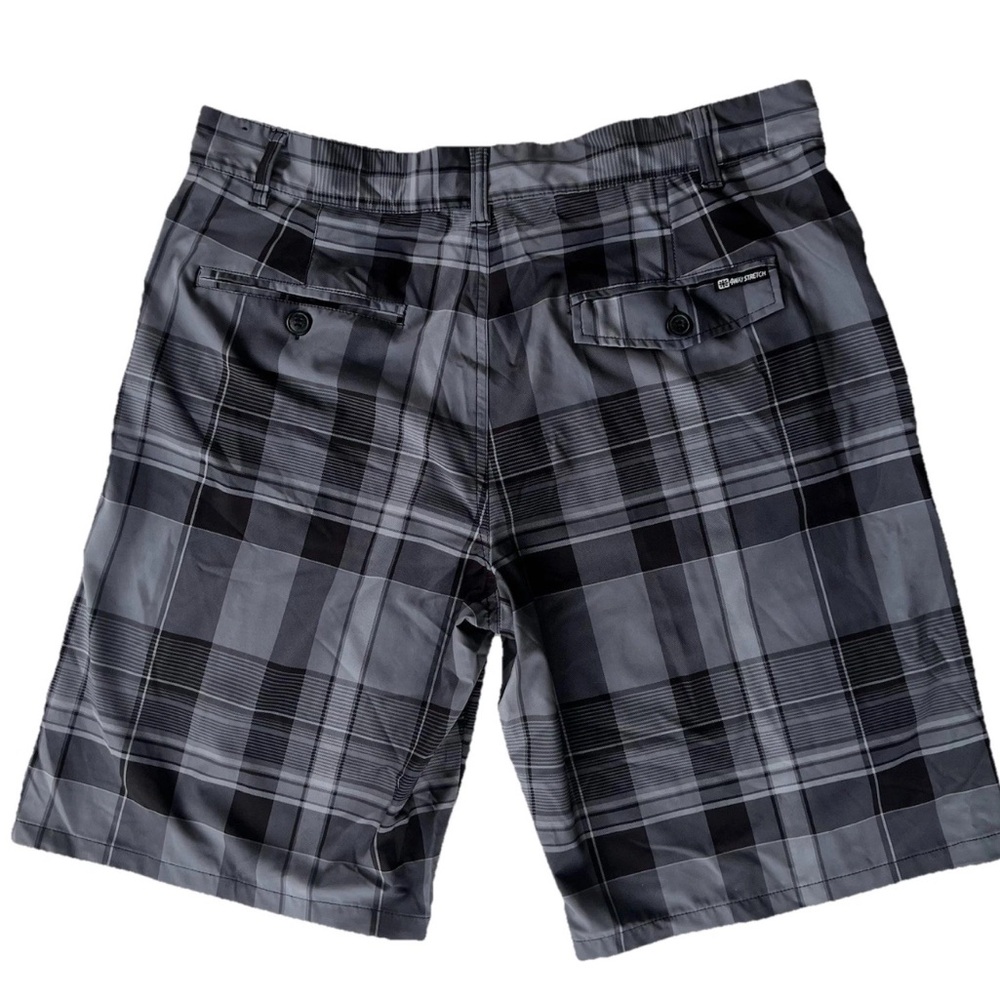 OP Board Shorts Men’s 36 Swim Trunks Black and Gray Plaid NWOT - Picture 2 of 8